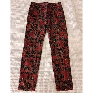 Peruvian Connection Floral Velvet Skinny Pants